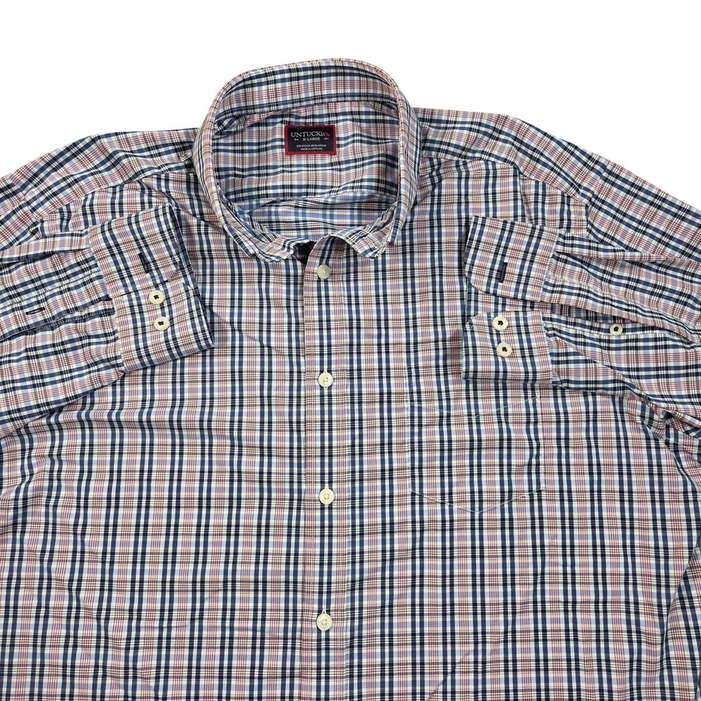UNTUCKit Shirt Mens XL Blue Plaid Nathanson Long Sleeve Button Front Stretch
